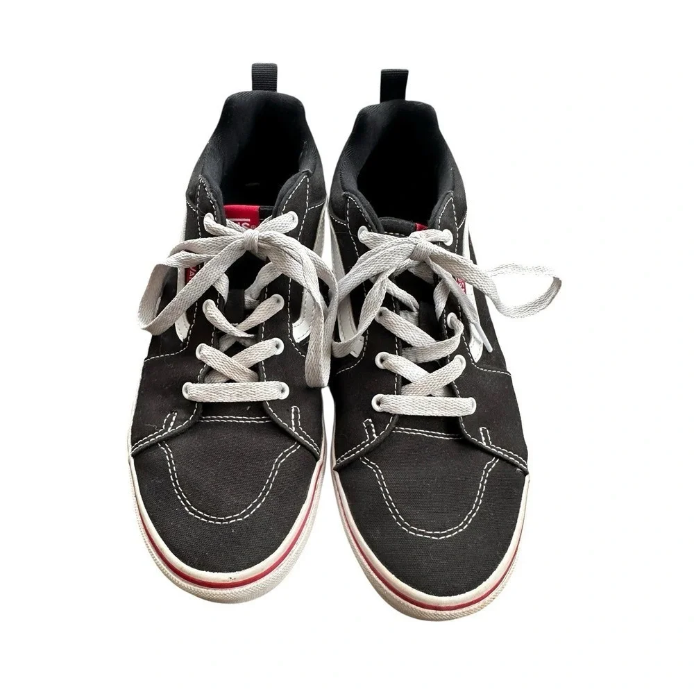 Vans‎ Filmore Youth Size 6 Black Flame Checkerboard Skate Sneakers Excellent